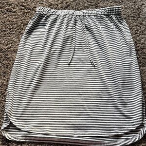 Tickled Teal Gray and White Striped Pencil Skirt